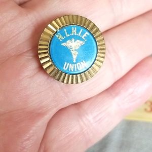 LAZER  CUT ENAMEL N.L.H.I.E. UNION medical pin